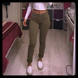 Olive green skinny jeans